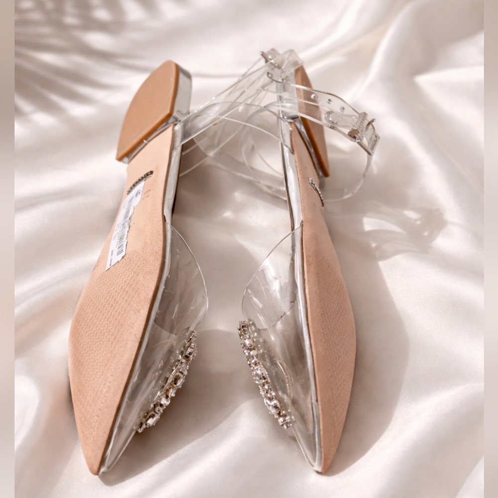 Gianni Bini Vailie Clear Rhinestone Details Ankle Wrap Sandals 7.5 - Picture 4 of 8